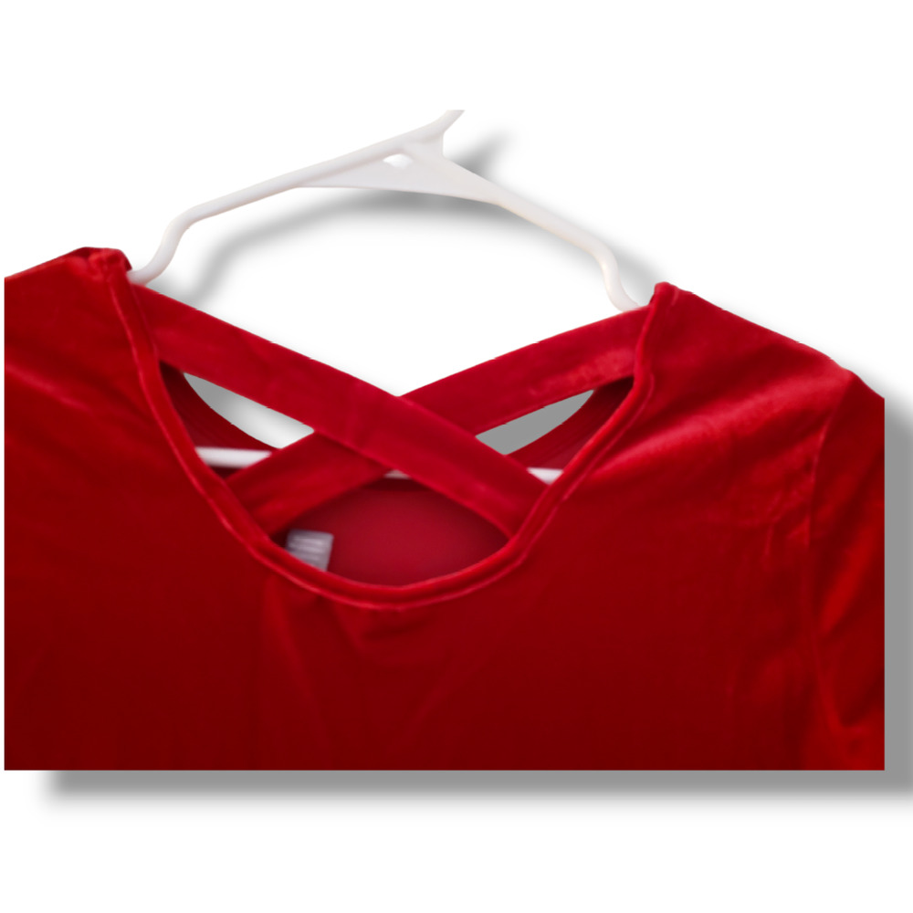 Childrens Place Girls XL 14 Red Velvet Cross Back Dress Fit & Flare - Picture 2 of 3